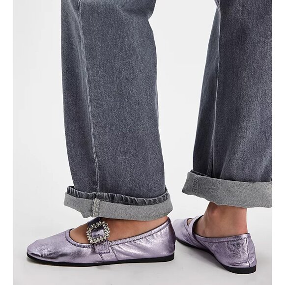 🎉LAST CHANCE🎉 FREE PEOPLE Ursa Gemini Ballet Flats / Stormy Metallic Lavender - Picture 2 of 13